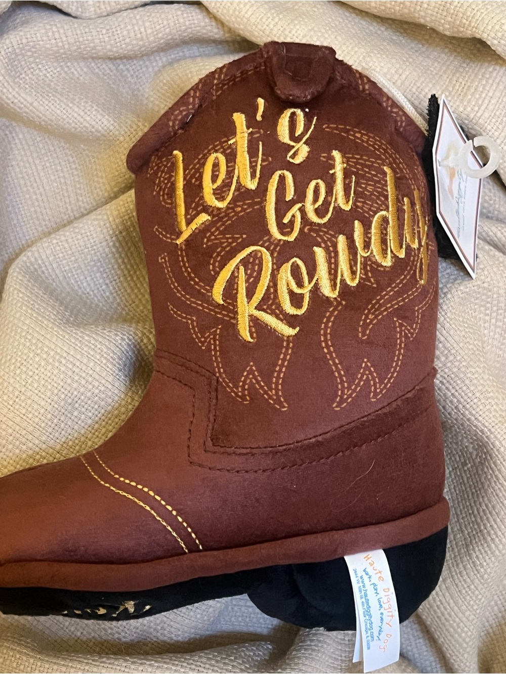 Let’s Get Rowdy Brown Plush Dog Toy Boot - Pets Dog Toys